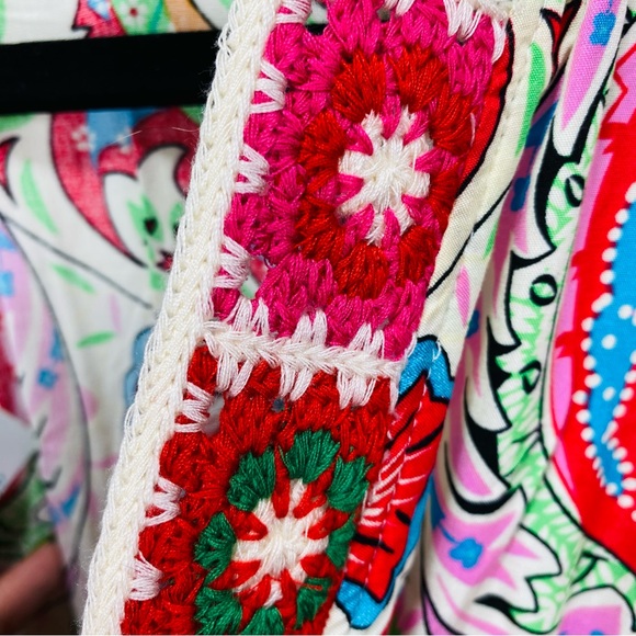 Daenery Maxi‎ Dress Womens Med Rainbow Short Sleeve Embroidered New VNeck Floral - Picture 5 of 9